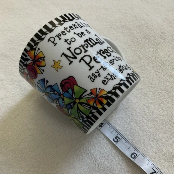 Suzy Toronto Pretending to Be A Normal Person Mug Cup Colorful Floral Whimsical - Picture 8 of 9